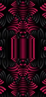 Vibrant red and black abstract geometric pattern wallpaper.