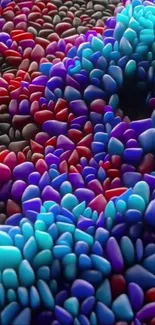 Vibrant abstract pebble design in blue hues.