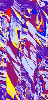 Colorful abstract wallpaper with vivid swirls and patterns in purple, red, and yellow.