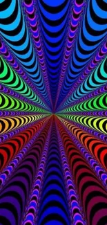 A psychedelic rainbow tunnel wallpaper for mobile phones.