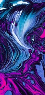 Vibrant abstract wallpaper with swirling purple and blue patterns.