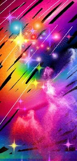 Vibrant abstract mobile wallpaper with colorful dynamic design.