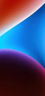 Vibrant abstract wallpaper with swirling blue, purple, and red gradients.