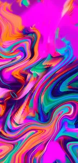 Colorful abstract wallpaper with pink swirls and vibrant hues.