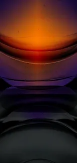 Abstract orange and purple gradient on sleek black background.