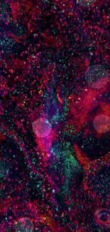 Vibrant abstract wallpaper with magenta and teal cosmic textures.