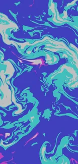 Vibrant teal and purple swirl abstract wallpaper.