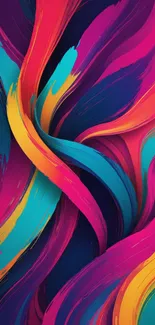 Vibrant abstract wallpaper with swirls of pink, orange, and blue.