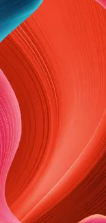 Vibrant abstract wallpaper with red, pink, and blue swirls.