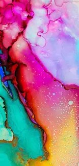 Vibrant abstract phone wallpaper with pinks, purples, and teals.