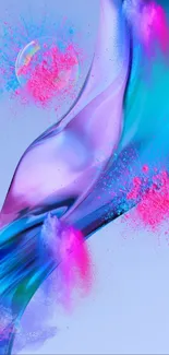 Abstract blue, pink, and purple mobile wallpaper with dynamic splashes.