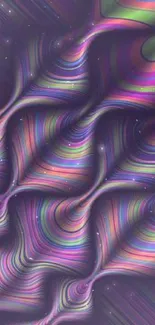 Colorful abstract wallpaper with swirling patterns and vibrant purple hues.