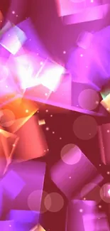 Vibrant magenta abstract wallpaper with geometric shapes and glowing effects.