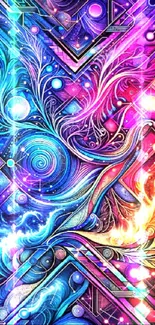 Vibrant abstract mobile wallpaper with colorful swirls.