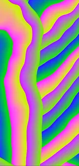 Vibrant abstract wallpaper with neon wavy lines.