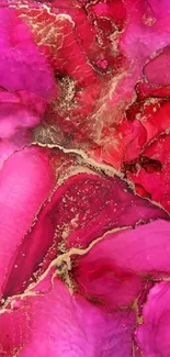 Abstract pink and gold fluid art wallpaper design.