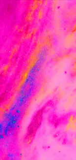 Vibrant abstract pink wallpaper with neon swirl patterns.