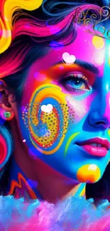 Vibrant abstract portrait wallpaper with bold colors and surreal design.