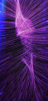 Vibrant abstract wallpaper with purple lines on a dark background.