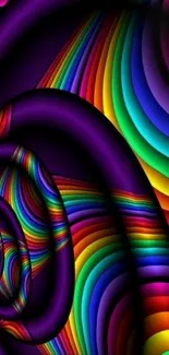 Vibrant rainbow spiral abstract wallpaper.