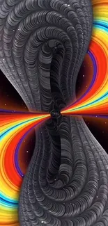 Abstract swirl wallpaper with vibrant rainbow colors and gray hues.