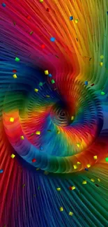 Vibrant abstract rainbow swirl mobile wallpaper.