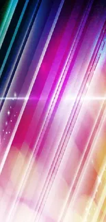 Vibrant abstract rainbow mobile wallpaper with diagonal stripes.