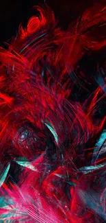 Dynamic abstract red and teal brushstrokes wallpaper.