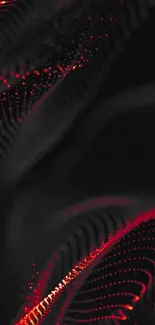 Abstract digital wallpaper with red waves on a black background.