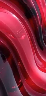 Vibrant abstract red waves wallpaper with dynamic curves.