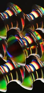 Colorful abstract pattern with reflections and vibrant hues.