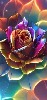 Abstract vibrant rose with a colorful spectrum design.