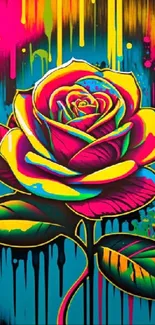 Vibrant abstract rose wallpaper with neon colors