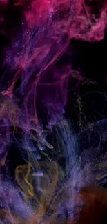 Vibrant abstract smoke art wallpaper with swirling colors.