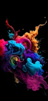 Vibrant abstract colors swirling on a black background.