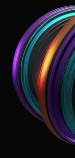 Vibrant abstract sphere with bold colors on a black background.