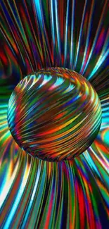 Colorful abstract sphere with rainbow swirls.