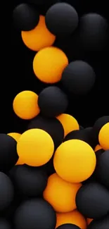 Black and orange sphere abstract wallpaper, enhancing mobile aesthetics.