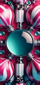 Colorful abstract design with spheres and patterns on wallpaper.