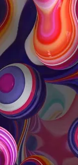 Vibrant abstract spheres with colorful swirls.