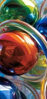 Colorful abstract wallpaper with vibrant spheres and clear rings.