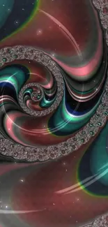 Abstract spiral wallpaper with vibrant colors and intricate design.