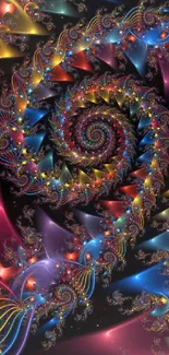 Colorful abstract spiral mobile wallpaper with vibrant fractal patterns.