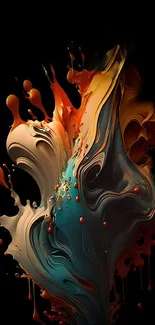 Vibrant abstract splash art with dynamic colors on black background.