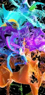 Colorful abstract splash with vibrant colors on black background.