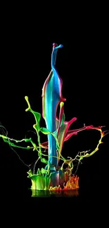 Vibrant abstract splash with dynamic colors on black background.