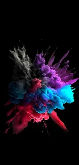 Vibrant abstract splash with dynamic colors on black background.