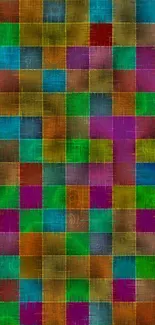 Vibrant colorful abstract squares mosaic wallpaper.