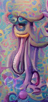 Vibrant abstract squid wallpaper with colorful design.