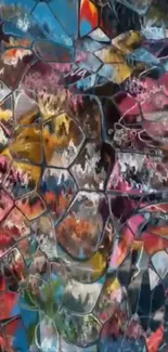 Abstract stained glass art with vibrant colors and patterns.